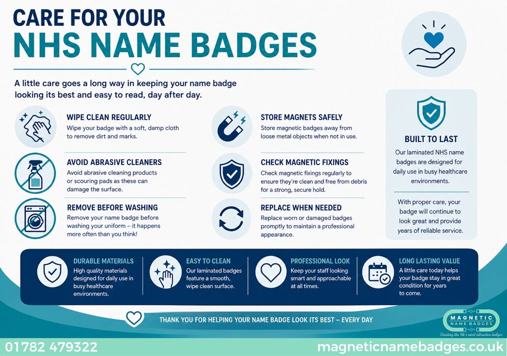 How to look after your NHS Name Badge Caring for your NHS Magnetic Name Badge