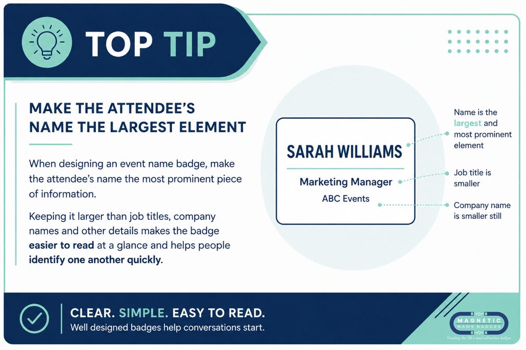 Event name badge design tips Event name badge design tips