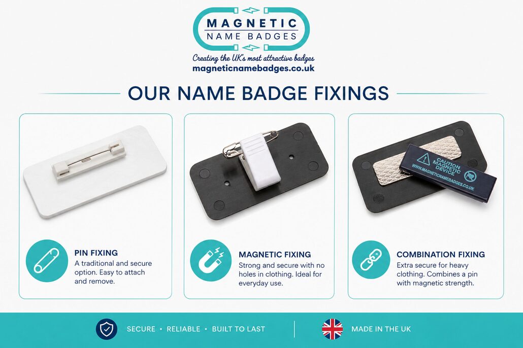 Our name badge fixings Our name badge fixings