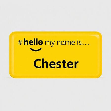 Yellow Hello My Name Is … Frameless Domed 38