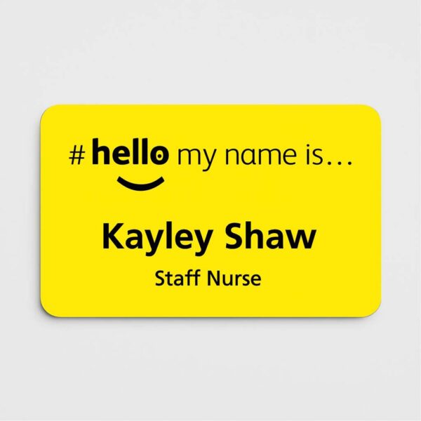 Yellow Hello My Name Is ... Badge XL | Magnetic Name Badges